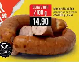 Jip Mexická klobása jalapeños se sýrem cca 800 g 4 ks 100g nabídka