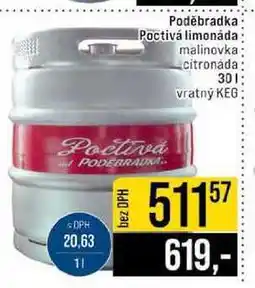Jip Poděbradka Poctivá limonáda malinovka citronáda nabídka