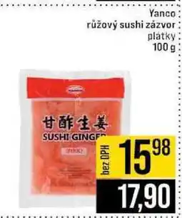 Jip Yanco růžový sushi zázvor platky nabídka