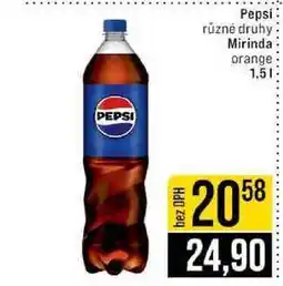 Jip Pepsi různé druhy Mirinda orange nabídka