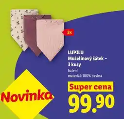 Lidl LUPILU Mušelínový šátek – 3 kusy nabídka