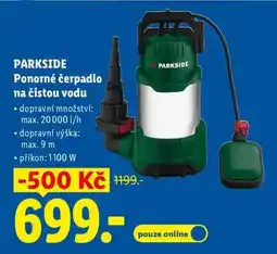 Lidl PARKSIDE Ponorné čerpadlo na čistou vodu nabídka