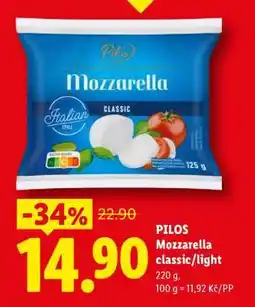 Lidl PILOS MOZZARELLA CLASSIC LIGHT nabídka