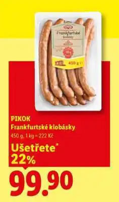 Lidl PIKOK FRANKFURTSKÉ KLOBÁSKY nabídka