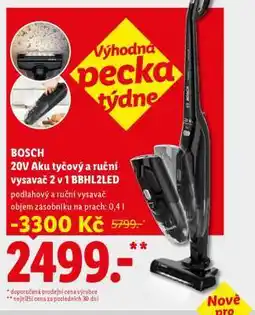 Lidl BOSCH 20V Aku tyčový a ruční vysavač 2 v 1 BBH2LED nabídka