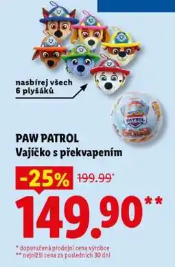 Lidl PAW PATROL VAJÍČKO S PŘEKVAPENÍM nabídka