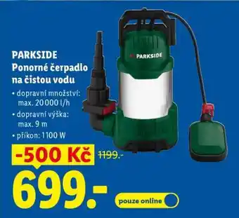 Lidl PARKSIDE Ponorné čerpadlo na čistou vodu nabídka