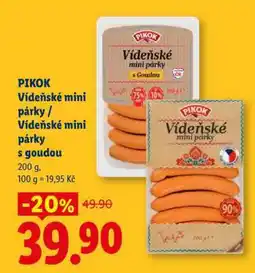 Lidl PIKOK Vídeňské mini párky / Vídeňské mini párky s goudou nabídka