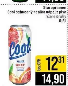 Jip Staropramen Cool ochucený nealko nápoj z piva různé druhy nabídka