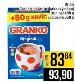 Jip Orion Grankolinstantni kakaový nápoj Original 450 g +50g Exclusive 350 g nabídka