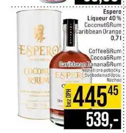 Jip Espero Liqueur 40% Coconut&Rum Caribbean Orange nabídka