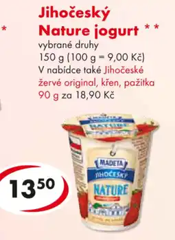 CBA MADETA Jihočeský Nature jogurt nabídka