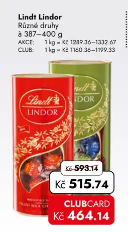 TRAVEL FREE Lindt Lindor nabídka