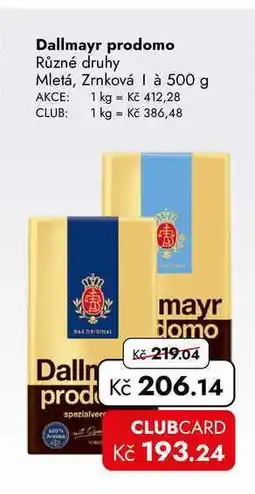 TRAVEL FREE Dallmayr prodomo Různé druhy Mletá, Zrnková à nabídka