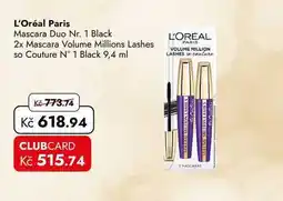 TRAVEL FREE L'Oréal Paris Mascara Duo Nr. 1 Black 2x Mascara Volume Millions Lashes so Couture N° 1 Black nabídka