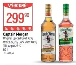 Globus Captain Morgan Original Spiced Gold 35%, White 37,5%, Dark Rum 40%, Tiki, Apple 25% nabídka