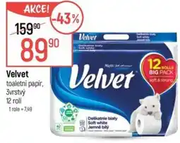 Globus Velvet toaletní papír, 3vrstvý 12 rolí nabídka