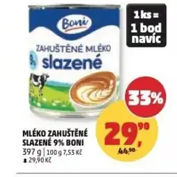 Penny Market Mléko zahuštěné slazené 9% boni nabídka