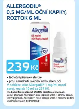 Lékárna AGEL Allergodil 0,5 mg/ml oční kapky, roztok nabídka