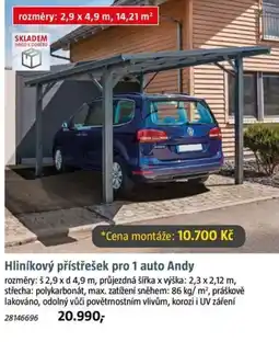 Bauhaus Hliníkový přístřešek pro 1 auto Andy nabídka