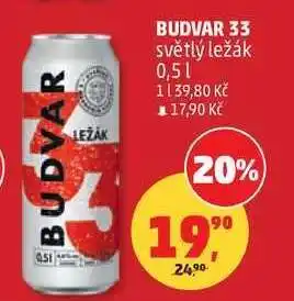 Penny Market Budvar 33 světlý ležák 0,5 l nabídka