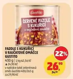 Penny Market FAZOLE S KUKUŘICÍ V RAJČATOVÉ OMÁČCE GUSTITO nabídka