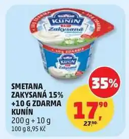 Penny Market Smetana zakysaná 15% +10 g zdarma Kunín nabídka
