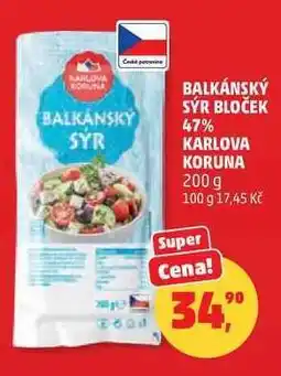 Penny Market Balkánský sýr bloček 47% Karlova Koruna nabídka