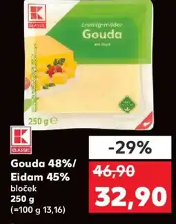 Kaufland Gouda 48%/ Eidam 45% nabídka