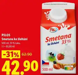 Lidl PILOS Smetana ke šlehání nabídka