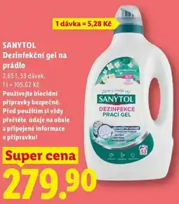 Lidl SANYTOL Dezinfekční gel na prádlo, 2,65 l/53 dávek nabídka
