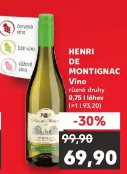 Kaufland HENRI DE MONTIGNAC Víno nabídka