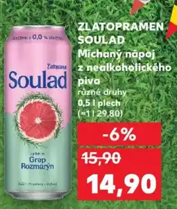 Kaufland ZLATOPRAMEN SOULAD Michaný nápoj z nealkoholického piva nabídka