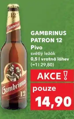 Kaufland GAMBRINUS PATRON 12 Pivo světlý ležák nabídka