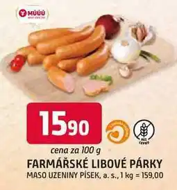 Trefa FARMÁŘSKÉ LIBOVÉ PÁRKY MASO UZENINY PÍSEK nabídka