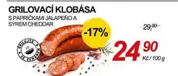 ZEMAN GRILOVACÍ KLOBÁSA S PAPRIČKAMI JALAPEÑO A SÝREM CHEDDAR nabídka