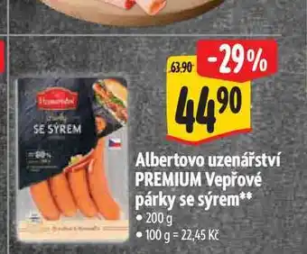 Albert Albertovo uzenářství PREMIUM Vepřové párky se sýrem nabídka
