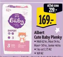 Albert Albert Cute Baby Plenky Midi 62 ks, Maxi 54 ks, Maxi+ 50 ks, Junior 46 ks nabídka