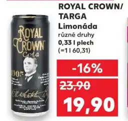 Kaufland ROYAL CROWN/ TARGA Limonáda nabídka