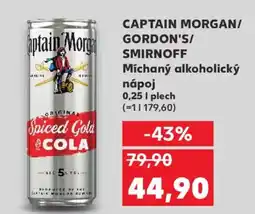 Kaufland CAPTAIN MORGAN/ GORDON'S/ SMIRNOFF Michaný alkoholický nápoj nabídka