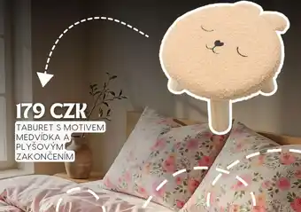 Taburet s motivem medvídka a plyšovým zakončením