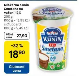 Tesco Mlékárna Kunín Smetana na vaření 12% nabídka