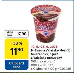 Tesco Mlékárna Valašské Meziříčí Smetanový jogurt z Valašska ochucený nabídka