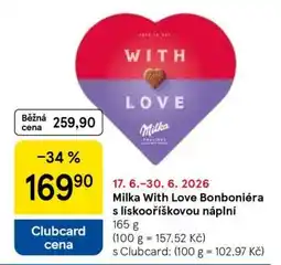 Tesco Milka With Love Bonboniéra s lískooříškovou náplní nabídka