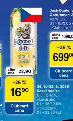 Tesco Kozel nealko nabídka