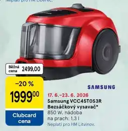 Tesco Samsung VCC45T0S3R Bezsáčkový vysavač nabídka