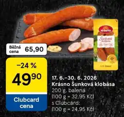 Tesco Krásno Šunková klobása nabídka