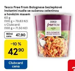 Tesco Tesco Free From Bolognese bezlepkové instantní nudle se sušenou zeleninou a hovězím masem nabídka