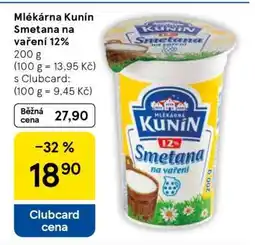 Tesco Mlékárna Kunín Smetana na vaření 12% nabídka