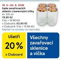 Tesco Sada zavařovacích sklenic s barevnými víčky nabídka